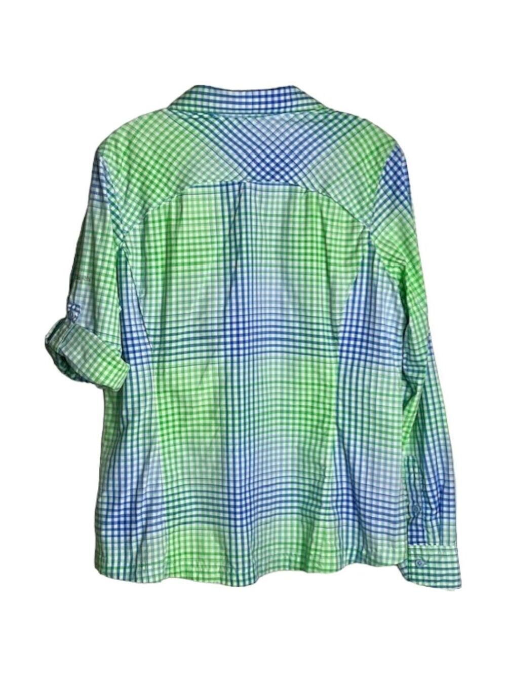 Columbia Silver Ridge Checked Shirt Roll Up Omni Shade - Green/Blue/White - XL - Picture 4 of 12